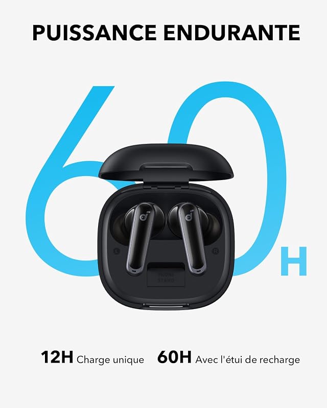 Fones de ouvido bluetooth sem fio anker soundcore p40i com cancelamento de ruído adaptativo, graves profundos, 60 horas, suporte para telefone, ipx5, carregamento sem fio, bluetooth 5.3