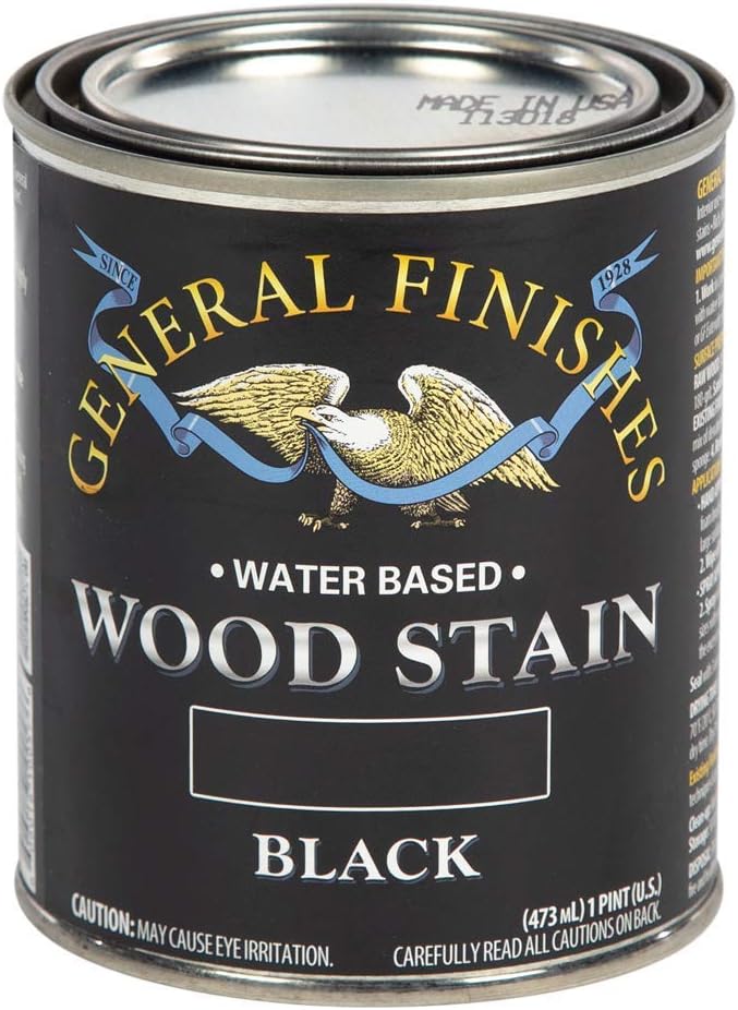 General Finishes Water Based Wood Stain, 1 Pint, Black