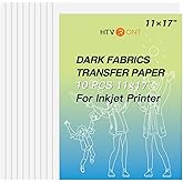 HTVRONT Heat Transfer Paper for Dark T Shirts - 10 Sheets, 11" X 17" | Printable HTV Heat Transfer Vinyl for Inkjet Printers| Wash Durable Iron on Transfer Paper for Cotton &amp; Nylon Fabric