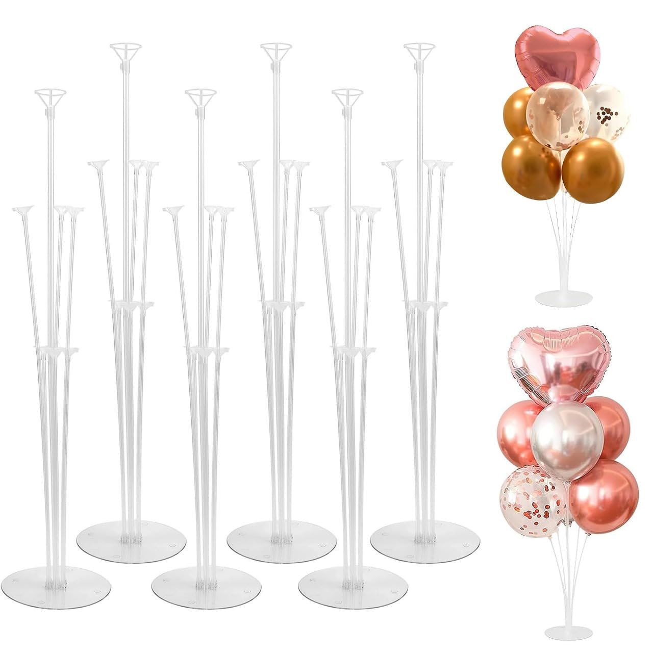 Balloon Stand Kit 6pcs with Plastic Balloon Sticks and Holders, Reusable Display for Birthday Table Decorations, Party Table Decorations and Centrepiece
