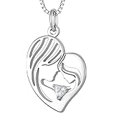 YL Mother Necklace for Women 925 Sterling Silver Mum Heart Pendant Birthstone Jewelry for Mom