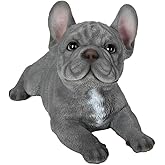 Hi-Line Gift Ltd. Tranquil Blue Hues: Polyresin Lying French Bulldog Figurine in Grey Blue