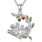 JERWLI Squirrel Necklace 925 Sterling Silver Squirrel Pendant Jewelry Gifts for Women