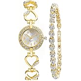 ADSBIAOYE Luxury Womens Diamond Bracelet Watch - Stylish Hollow Stainless Steel Strap Formal Wear