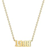 Glimmerst Birthday Year Necklace, 18K Gold Plated Stainless Steel Birth Year Number Pendant Necklace Memorable Anniversary Jewelry for Women