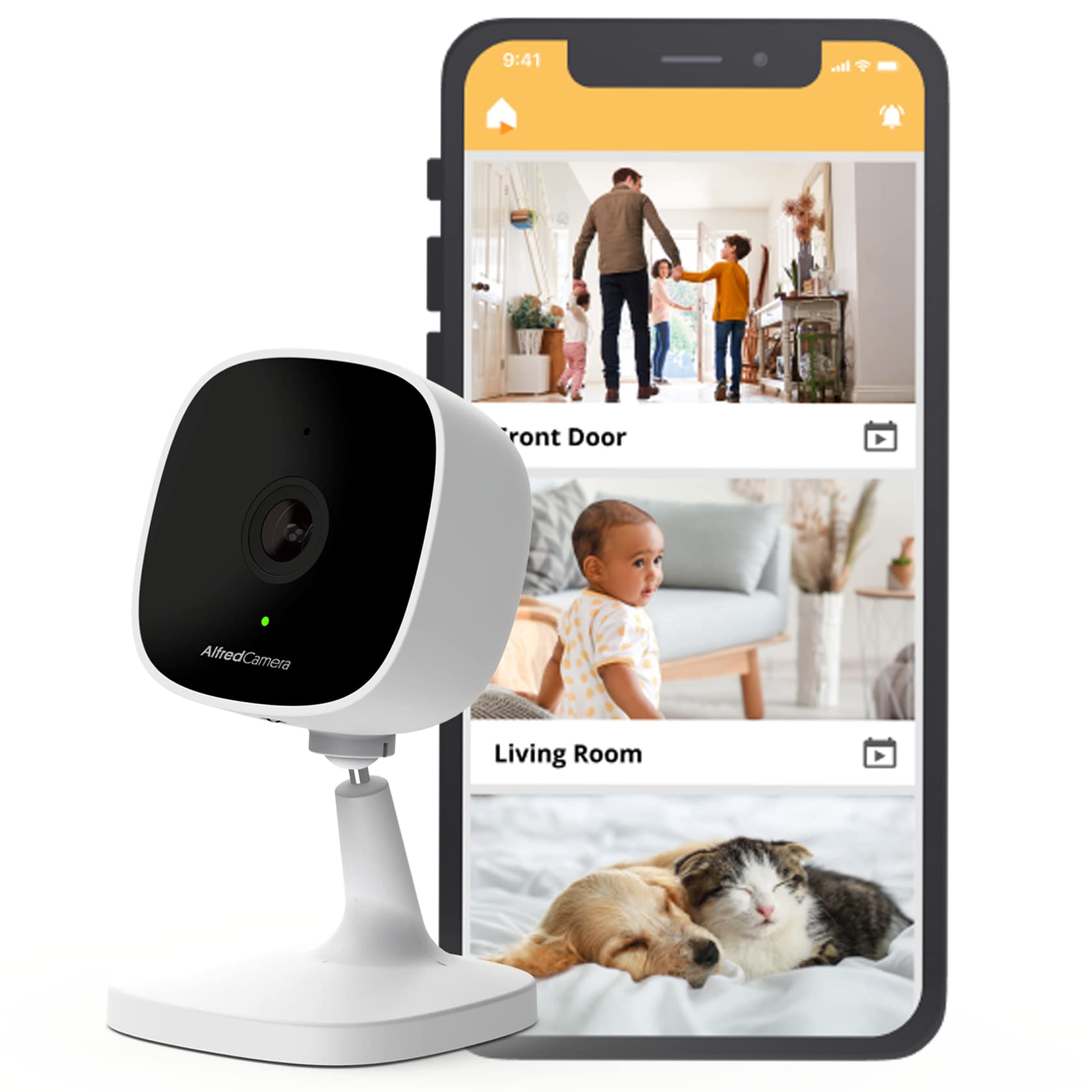 AlfredCamera Indoor WiFi Security Camera -FullHD 1080P, Night Vision,Continuous Recording,Plug-in Baby Monitor/Pet/Nanny Cam,Motion Detection,Cloud&SD Card Storage | 30-day free trial of Premium |