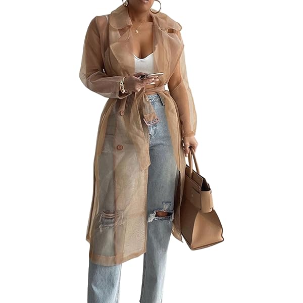 Amazon.com: Bluelans Women's Fashion See Through Trench Coat