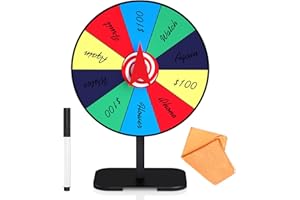 Retbtnm 8 Inch Prize Wheel Spinner with Stand, Dry Erase Spinning Wheel for Prizes with Marker and Cloth Used for Wiping, Spin The Wheel Game for Home Parties, Trade Shows & Classroom Activities