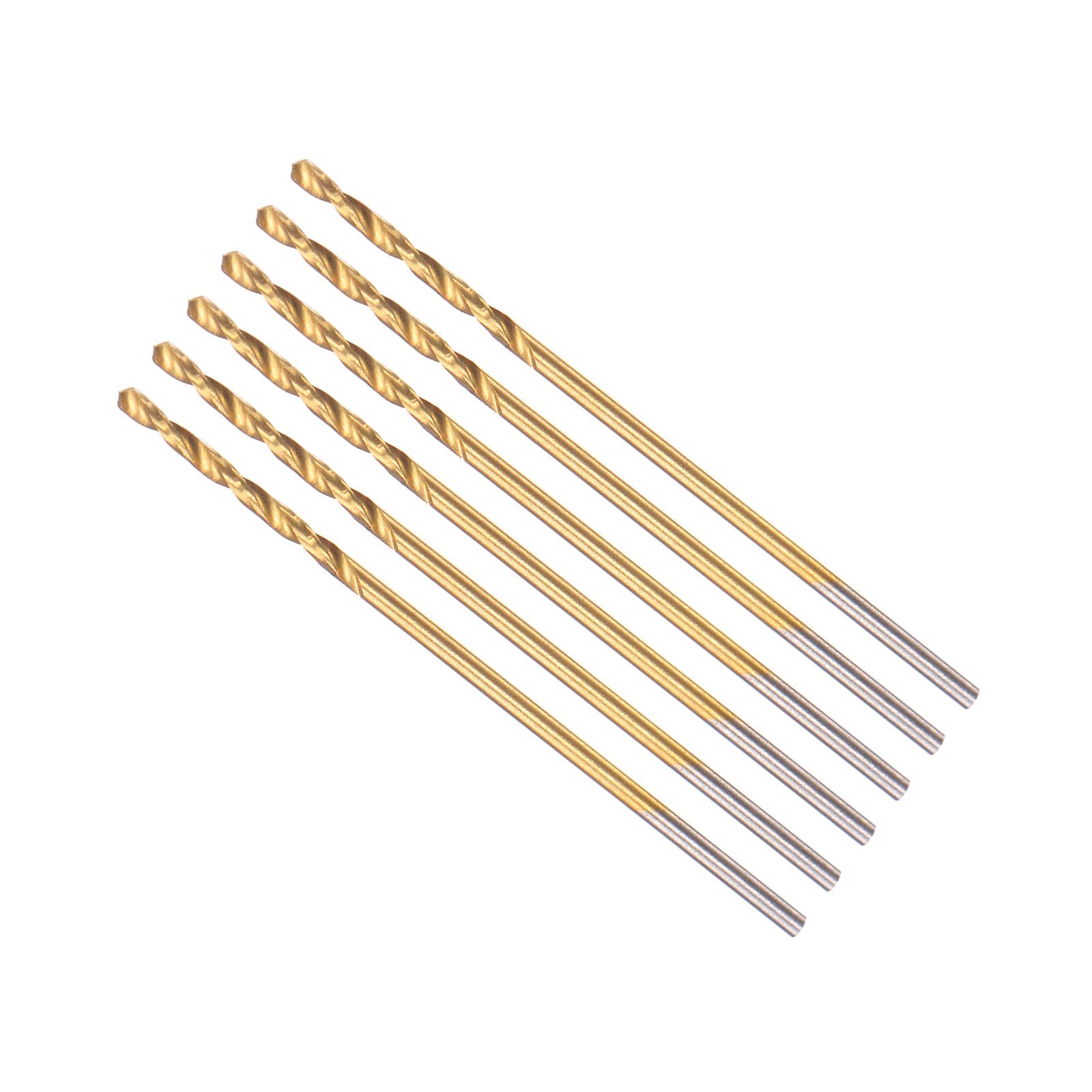 CoCud Twist Drill Bits, 1mm Drilling Diameter, Titanium Coated High Speed Steel 6542 Straight Round Shank - (Applications: for Stainless Steel Alloy Metal), 6-Pieces