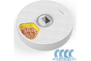 Devopet Automatic Cat Feeder Wet Food, 6 Meals Cordless Automatic Pet Feeder, Cat Food Dispenser with 4 Ice Packs, Dry & Wet Food Auto Feeder, Feeding Station for Cats and Dogs