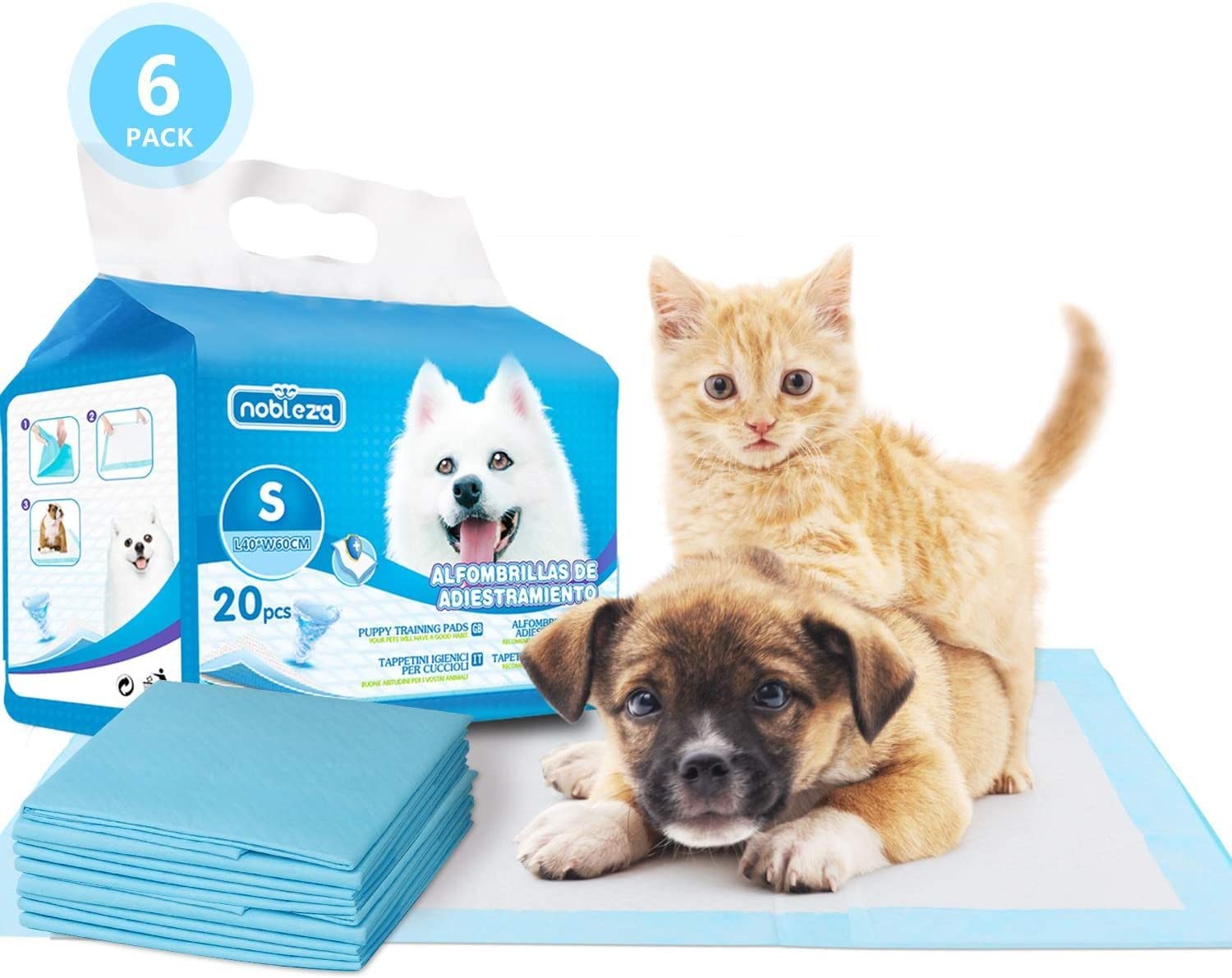 Nobleza 120pcs 40x60cm Ultra Absorbent & Leakproof Dog and Puppy Training Pads, Pet Pee Pads with Anti Slip