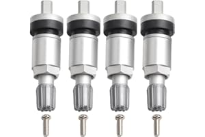 Valve Stem TPMS Sensor for, For C-HR, and For Land Cruiser – Metal Tire Pressure, 4-Pack Replacement Set with Silver Aluminum
