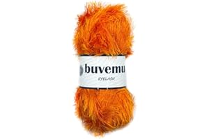 Buvemu Eyelash Fun Fur Yarn 100 Gram (3.53 Ounces) 175 Yards (160 Meters) (Orange)