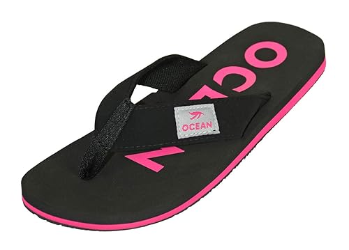 MADSea Damen Zehenstegpantolette Ocean Zehentrenner schwarz Fuchsia pink