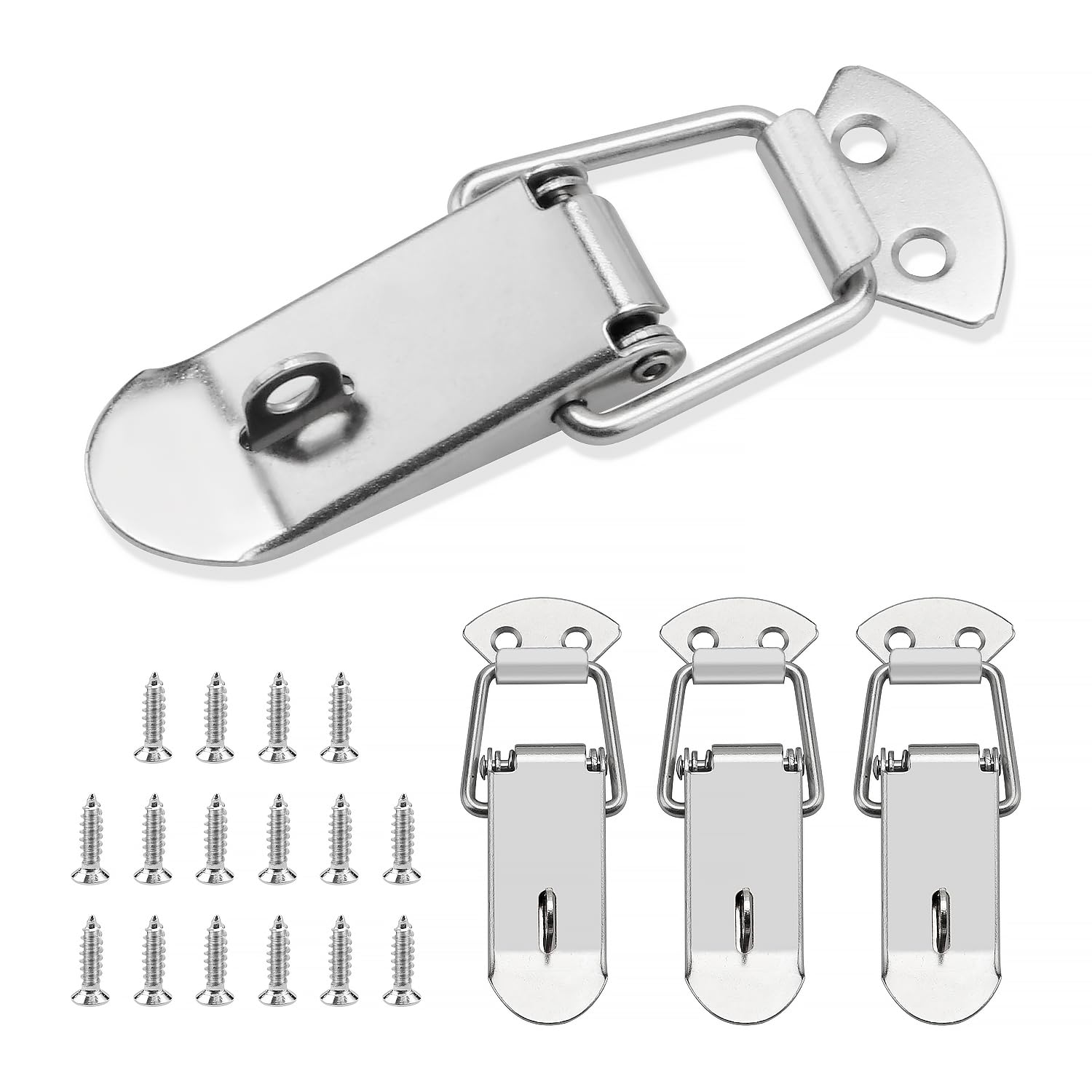 YIXISI 4 Sets Spring Loaded Toggle Catch Latch with Lock Hole, 90mm Hasp Toggle Clamp Clips, Duck Billed Buckles for Cabinet Drawer Case Box Toolbox, with 16 M4X16 Screws