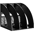 SAYEEC Desk Organizer File Magazine Storage Holder with 3 Vertical Compartments Rack Magazine Divider for Office Organization Home Workspace,Black