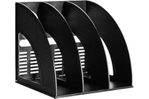 SAYEEC Desk Organizer File Magazine Storage Holder with 3 Vertical Compartments Rack Magazine Divider for Office Organization Home Workspace,Black