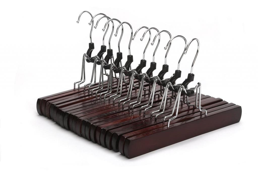 J.S. Hanger Nonslip Wooden Collection Slack Hanger, Wood