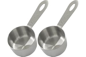 Cionyce 2 Pcs 1/8 Cup Measuring Cup, Stainless Steel 30 ml Coffee Scoop, Multipurpose Tablespoon Measure Spoon for Baking, Sp