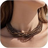 Coiris Chunky Beaded Necklaces for Women Boho Multi Strand Statement Crystal Choker Necklace Summer Beach Jewelry for Women