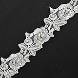 Beaded Sequin Flower Ribbon Lace Trim, 1-1/4 Inch by 1 Yard, White, TR-11423B
