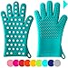 Finally! Heavy-Duty Women's Silicone Oven Mitts by Love This Kitchen | 2 Sizes Available in 9 Colors | Heat Resistant Gloves For Her Cooking, Baking & Barbecue Needs (1 Pair, Size: XS/S, Color: Teal)