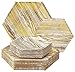 Silver Spoons PARTY DISPOSABLE 36 PC DINNERWARE SET | 18 Dinner Plates | 18 Salad or Dessert Plates | Heavy Duty Paper Plates | Hexagon Wood Design | for Upscale Wedding and Dining (Wood Collection – White/Gold)