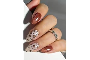 WAHRSHEI Semi Cured Gel Nail Strips, Leopard Print,Cat Eye 20pcs Adhesive UV Sticker, Wraps for Home Manicure DIY
