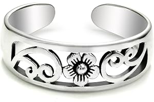 Metal Factory Sterling Silver Hawaiian Plumeria Flower Adjustable Toe Band Ring