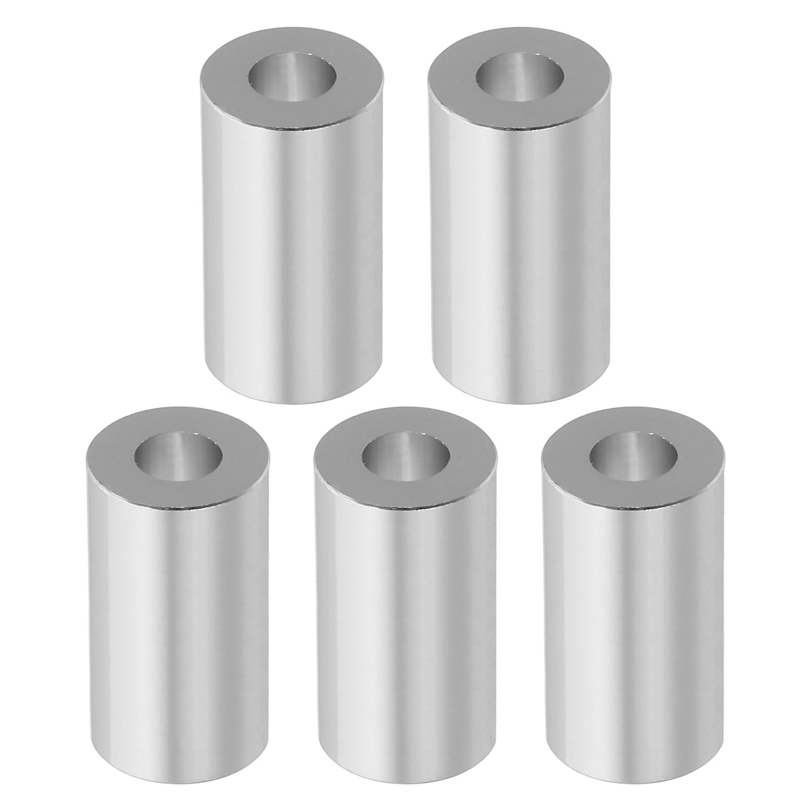 PATIKIL M6 Aluminum Spacers, 5 Pcs Metal Spacer Aluminum M6 X1/2"OD X1"L Aluminum Spacer Screw Standoff Round for 1/4" or M6 Screw Bolts, Silvery