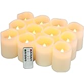 Flameless Candles Battery Operated Candles Set of 12(D:3" X H:4") Pillar Real Wax Led Candles with 10-Key Remote and Cycling 24 Hours Timer