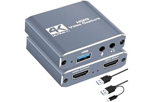 HDMI Capture Card 1080p 60fps Video Audio Game Recorder Device Converter for Gaming/Live Streaming/Video Conference, and Comp