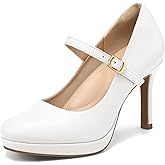 mysoft Women's Pumps Closed Toe Mary Jane Pumps Round Toe Platform High Heel Dress Shoes