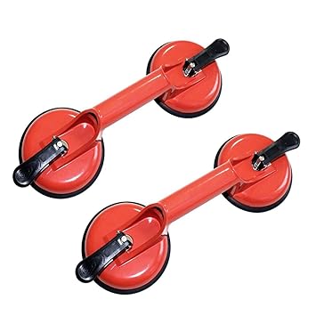 uptodateproducts Vacuum Suction Cup Glass Lifter for Glass Tiles Mirror Granite Lifting Dent Remover Gripper Double Claw (2 Pack)