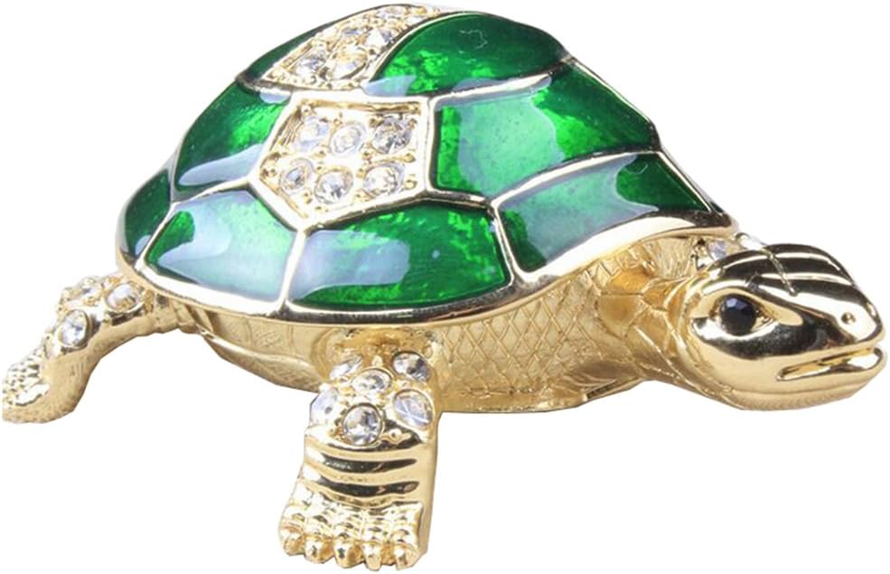 Crystal Jeweled Turtle Treasured Trinket Small Jewellery Box Tortoise Pewter Ornament Keepsake Box
