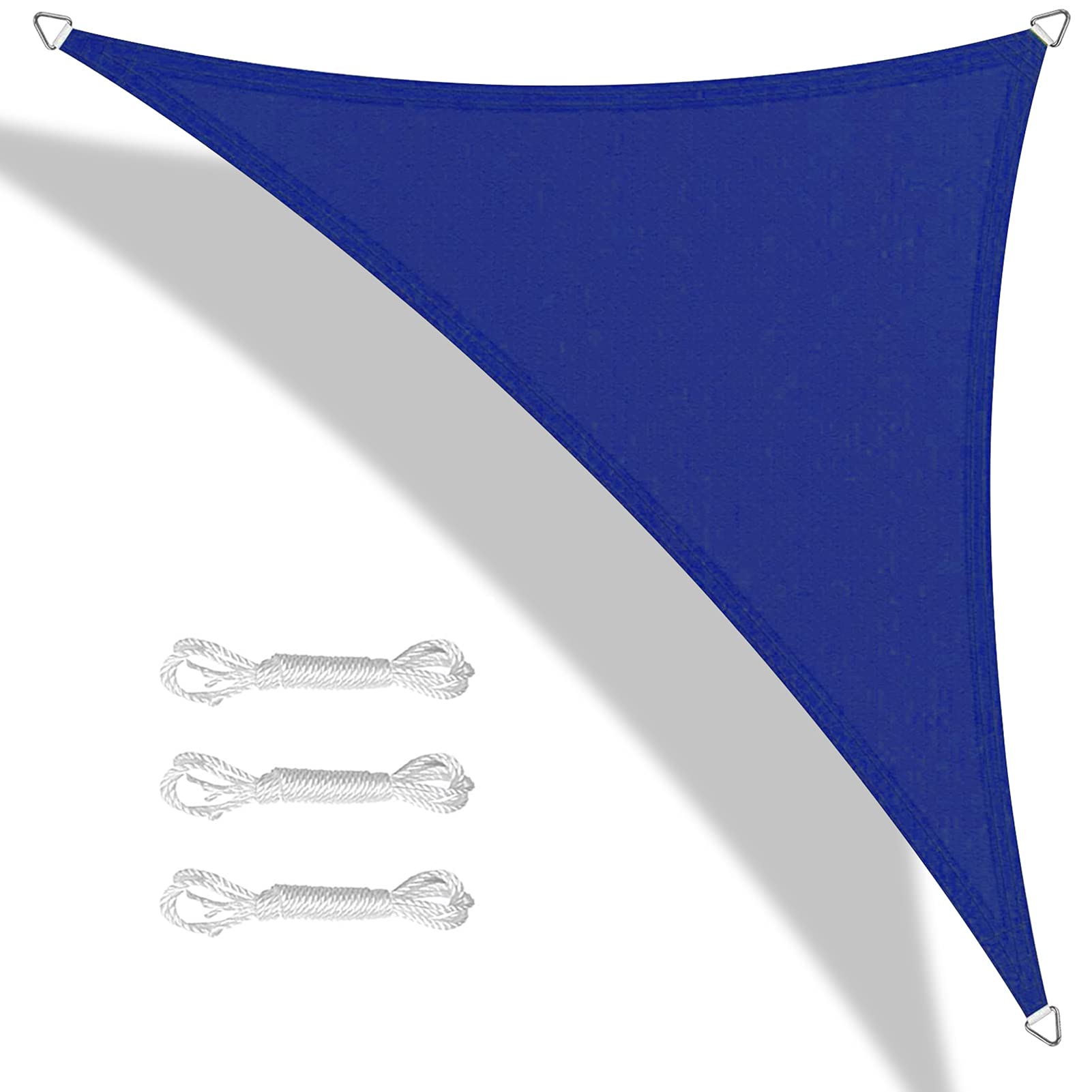 Teynewer Sun Shade Sail Triangle 3.6x3.6x3.6m Waterproof Shade Sail for Outdoor Garden Patio Party 98% UV Block Sunscreen Awning Canopy Sunsail with Free Rope, Blue