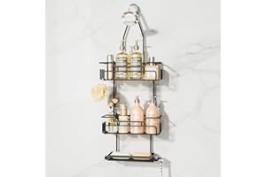 SWTYMIKI Shower Caddy Hanging - Extended Length 3 Tier Rustproof Shower Organizer Hanging, No Drilling Shower Shelves with 16