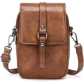 myfriday Small Leather Crossbody Bag for Women with Guitar Strap Mini Crossover Bags & Shoulder Purses with 2 Card Slots