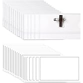 Anjmd 60 Pack Pin Style Combi Clip Horizontal Name Badge Holders ID Card Holders with Inserts Fit Card (3.5×2.12 inch)