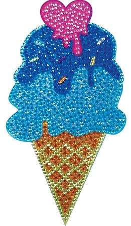 iscream Sparkly Rhinestone Melting Heart Ice Cream Cone 6-inch Vinyl Cling Decal