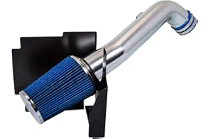 RTUNES RACING Cold Air Intake System with Heat Shield Kit + Filter Combo BLUE Compatible For 01-04 Chevy Silverado 2500/3500 6.6L Diesel Fit for LB7 Engine only