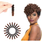 MIMAN 5 Packs 10 Inch Short Crochet Hair Braiding 8MM Curly Crochet Braids Synthetic Hair Extensions for Women DIY Mohawk Afro Braided Hairstyle (Black to Brown #1B/30)
