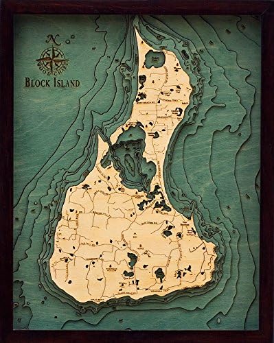 Block Island, Rhode Island 3-D Nautical Wood Chart, Small, 16" x 20"