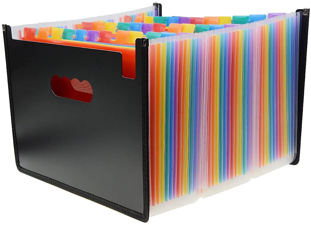 ANMOO A4 Expanding File Folder, 36 Pockets Rainbow Labels Document Organizer, Standing Concertina File Expanding A4 Storage for Office, School & Home
