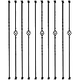 Sidasu 10 Pack Iron Balusters for Staircase Stair Spindles Hollow Single Basket with Double Twist 1/2" Square Metal Stair Balusters with 20 Baluster Swivel Shoes