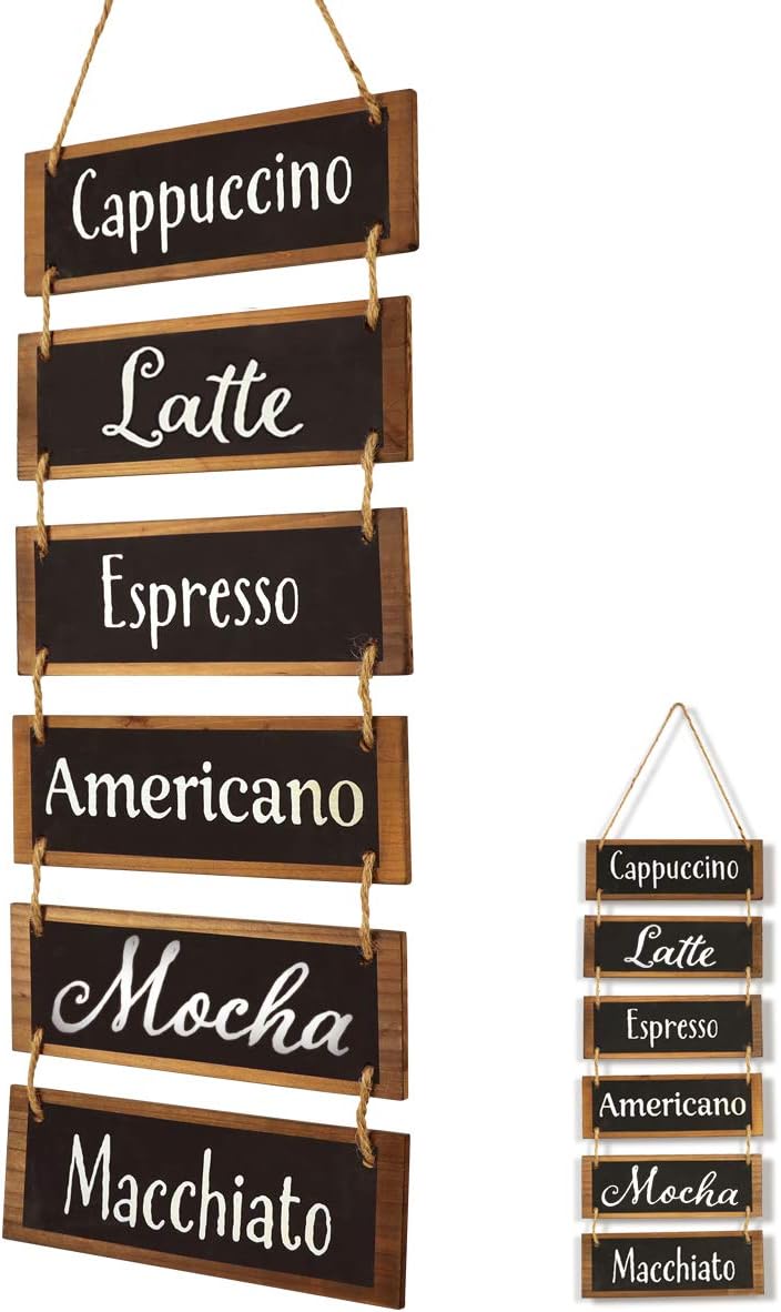 KITCADA Farmhouse Coffee Sign Wall Decor, Farmhouse Decorations for Living Room Bedroom Kitchen Coffee Bar Wall Decor Gifts, Rustic Inspirational Large Wooden Hanging Signs Decor (Black)
