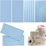 JOERSH 6 Pack Fondant Impression Mat Wood Fondant Mold Set, Embossed Tree Bark/Brick Wall/Flower/Cobblestone/Stone Wall Textu