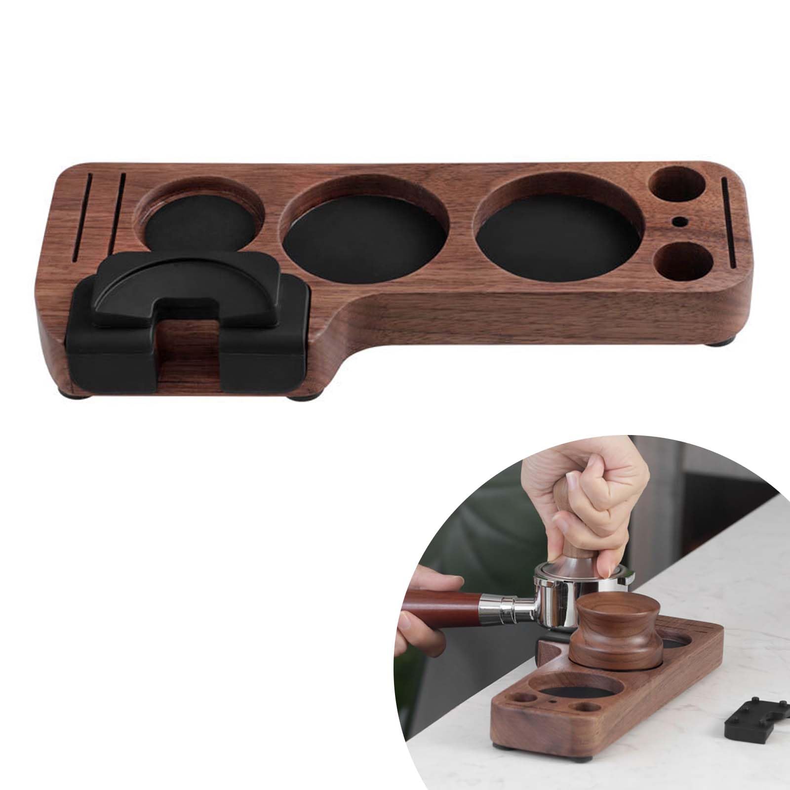 alouweekuky Tamper Station, 51-58 mm Coffee Tamper Station, Universal Wooden Tamping Station for Espresso Barista Accessories, Coffee Tamping Stand (Tamper Station Wood)