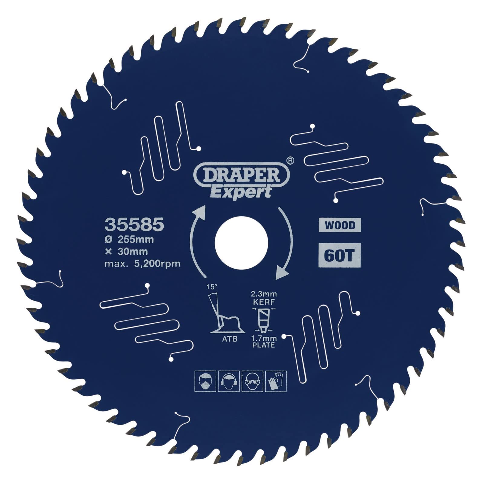Draper 35585 TCT Circular Saw Blade for Wood with PTFE Coating, 255 x 30mm, 60T