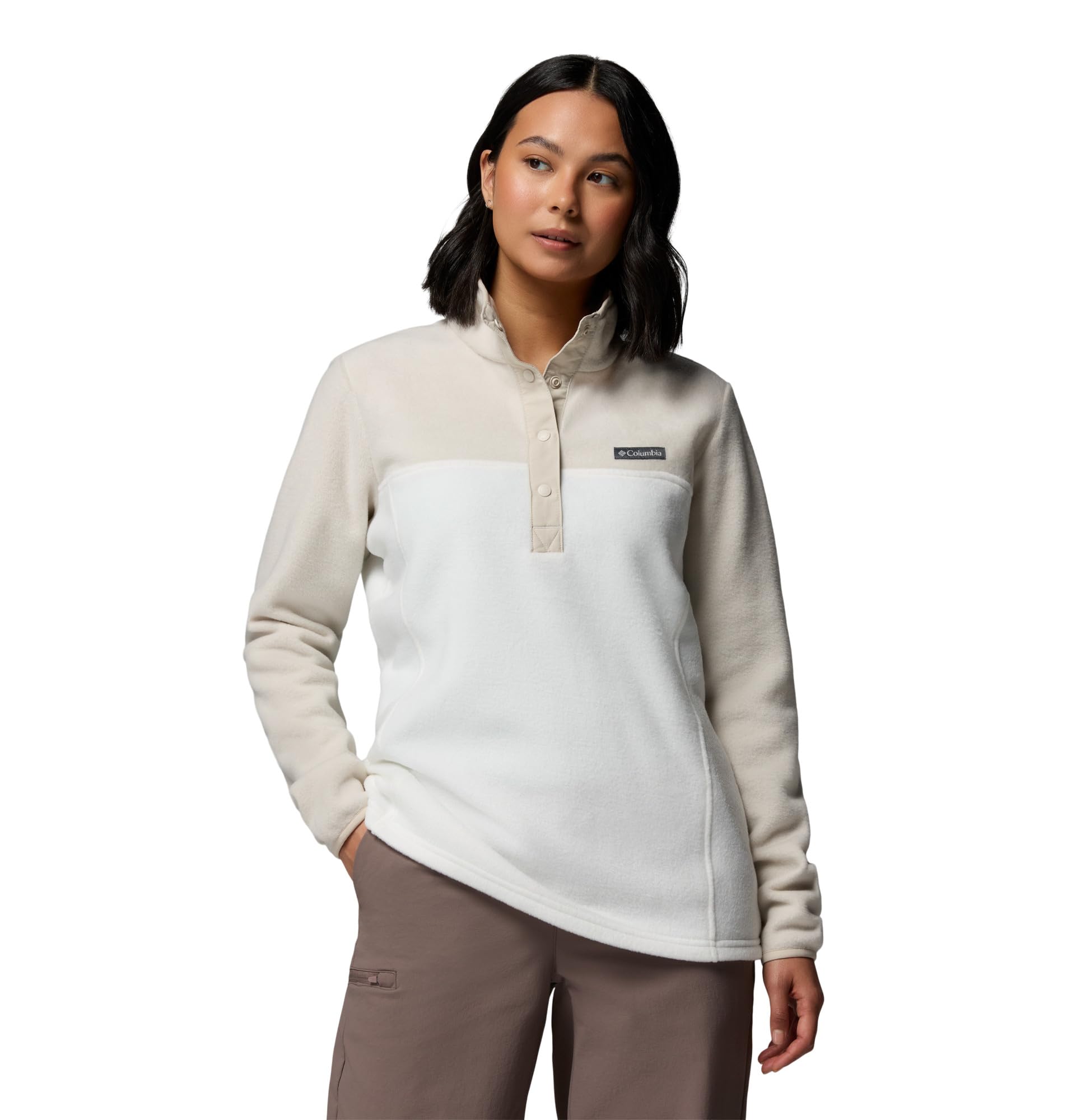 Columbia Women's Benton Springs Half Snap II Pull Over Fleece Jacket, Sea Salt/Dark Stone, X-Large Image